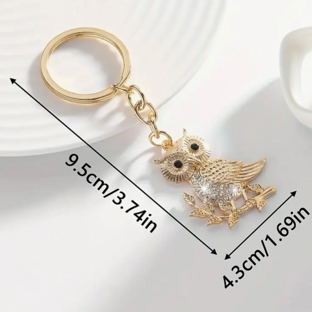 Sparkling Rhinestone Owl Keyring & Bag Charm Gift for Friends & Family NIB